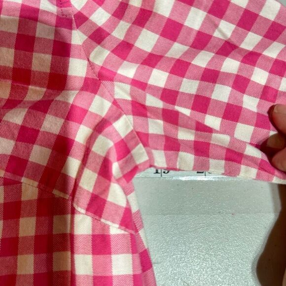 Talbots Pink Check Plaid‎ Button Down Medium Pet Chore Barn Country 100% cotton - Picture 5 of 10